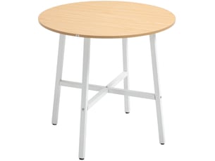 Table à manger ronde 4 personnes ø80 x h76 cm, plateau en contreplaqué, bois clair