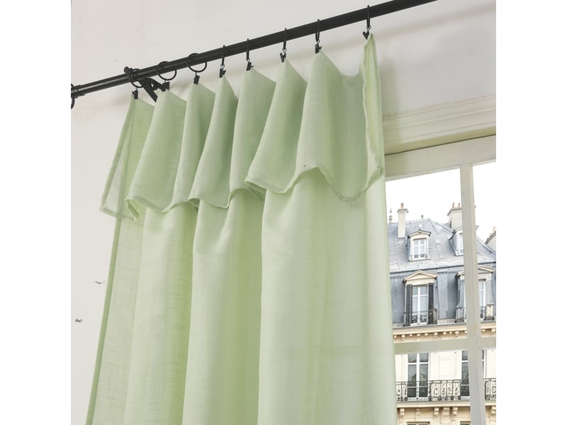  Rideau ajustable 140 x 270 cm + 8 anneaux pinces effet lin evasion menthe CP-EVASION-MENTHE - Conforama E