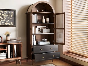 Vitrine coloris bois foncé <strong>BIQZUYA</strong> <strong></strong> - 70 cmx168 cm