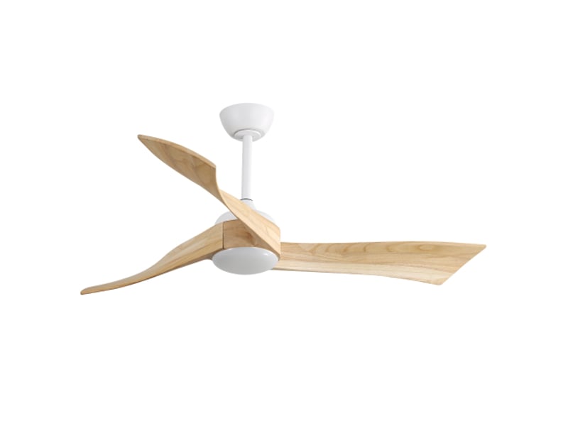 Ventilateur de plafond avec lumière réversible 6 vitesses silencieux - télécommande moteur dc bois métal blanc 132 cm