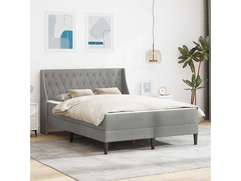 Lit adulte, lit double, cadre de lit avec matelas gris clair 120 x 190 cm velours - Conforama B