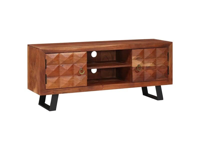  Meuble tv - banc tv - meuble de rangement marron miel 112 x 30 x 48 cm bois d'acacia massif  - Conforama B