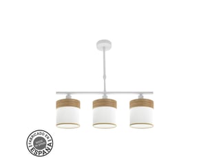 Lampe de plafond fabrilamp cloe blancbois clair 3 x e14 hauteur réglable 44-61 cm 55x14 cm
