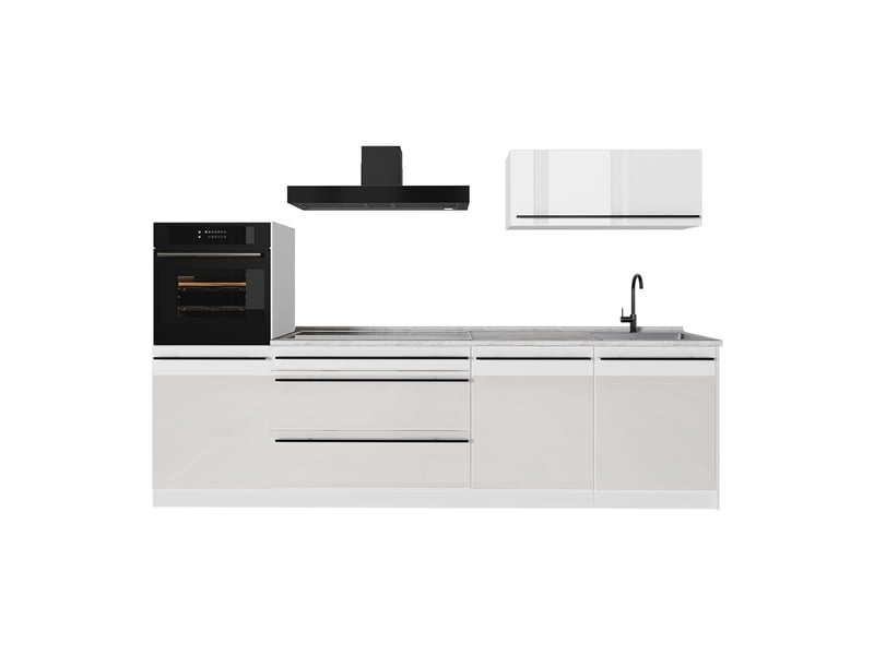 Vicco cuisine, blanc haute brillanceblanc, 280cm plan de travail marbre - Conforama A