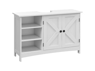 Meuble sous-évier autoportant à 2 portes et étagères anti-basculement réglables, style moderne, 90 x 30 x 60 cm, blanc