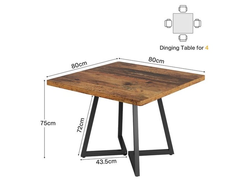Table à manger pour 4 personnes, table avec pied métallique table de salle à manger en bois - Conforama C