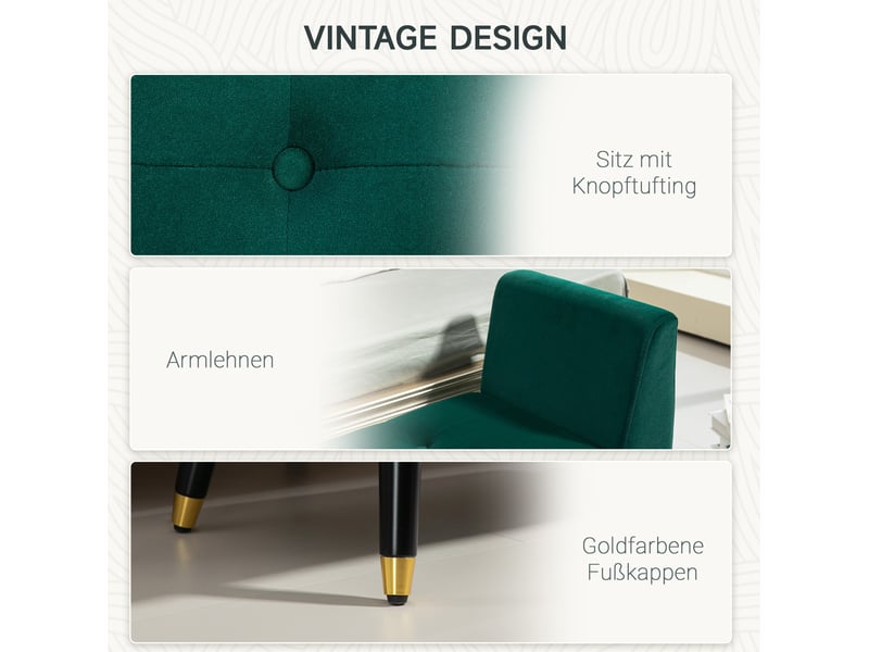 Banc coffre avec accoudoirs 107 x 42 x 65 cm vert en polyester, assise relevable avec rangement intérieur  - Conforama D