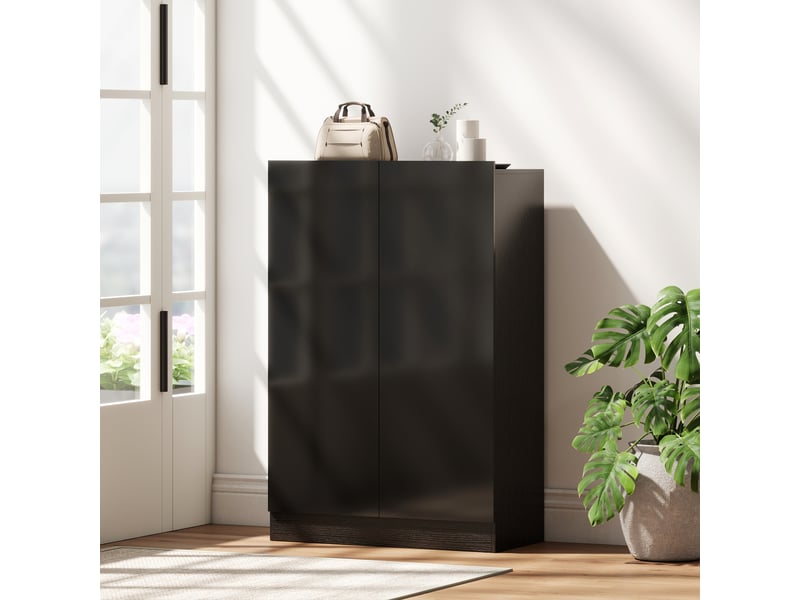 Meuble à chaussures 20 paires armoire à chaussures à haute brillance 5 niveaux étagères réglables 72x34,5x103cm noir - Conforama C