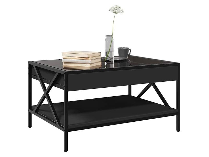  Table basse - table de salon - table à thé avec led infini noir 70x50x38 cm  - Conforama E