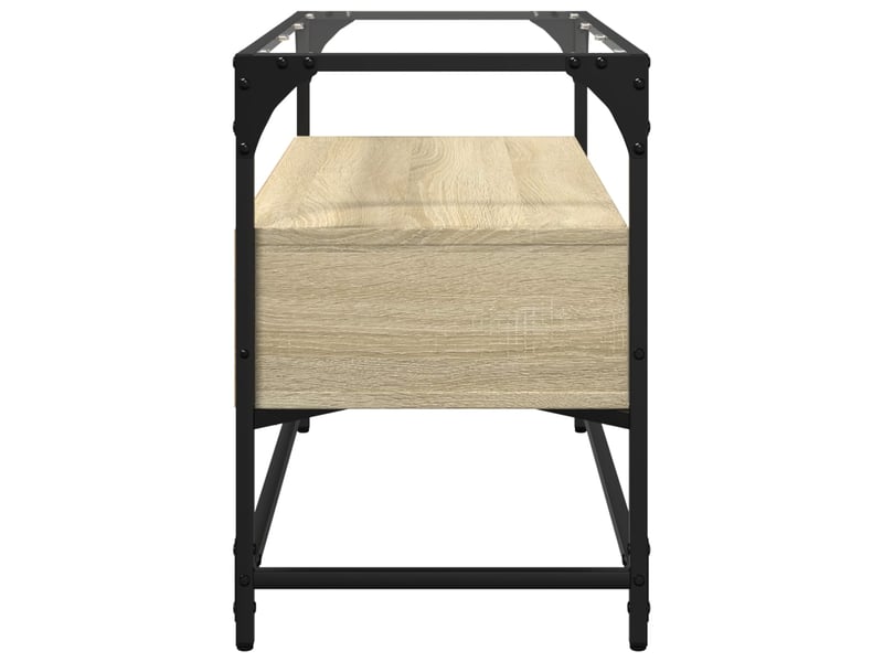  Meuble tv - banc tv - meuble de rangement avec dessus en verre chêne sonoma bois d'ingénierie  - Conforama E