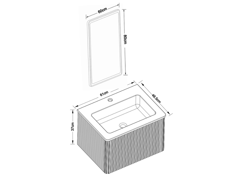 Meuble sous vasque suspendu avec 1 tiroir et miroir led antibuée réglable pour salle de bain, effet chêne clair - Conforama C