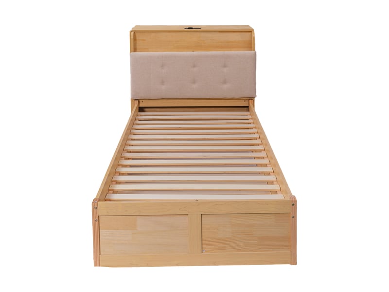  Lit gigogne 90x200 à 180x200 cm avec bibliothèque, bois et mdf naturel, sans matelas  - Conforama D