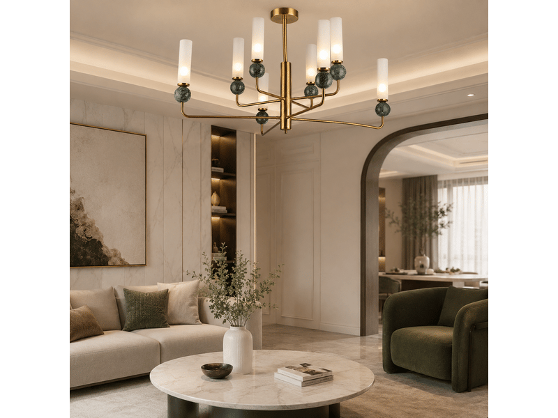  Lustre chandelier effet jade b – éclairage 3 couleurs ASLED-822 - Conforama C