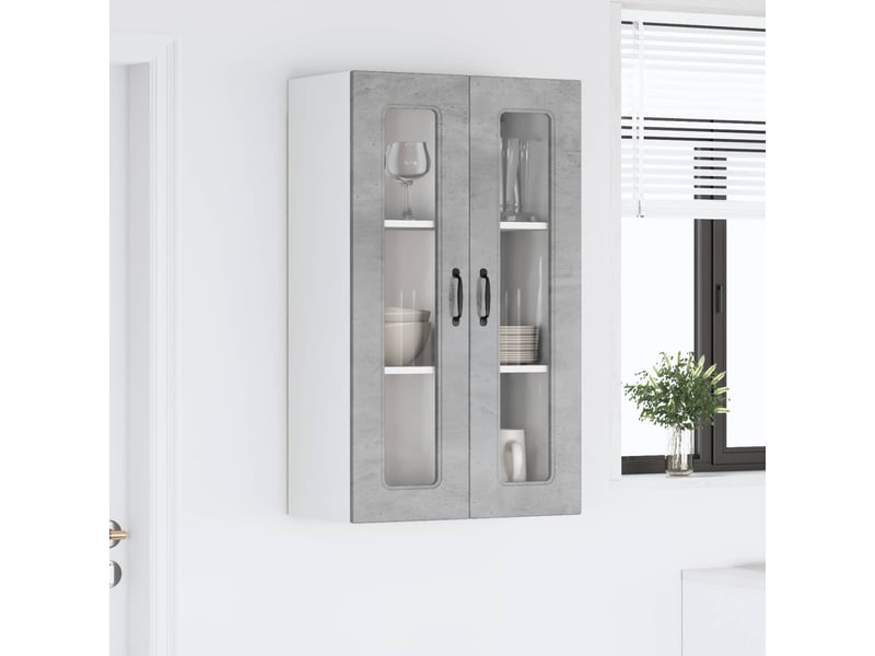  Meuble mural de cuisine | armoire de cuisine gris béton 60x31x100cm shl7695  - Conforama D