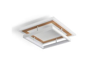 Plafonnier led carré moderne, d30 x h9 cm, lampe de plafond 34 w 2817 lm, blanc sable et bois, 3000 k, salon, chambre, cuisine