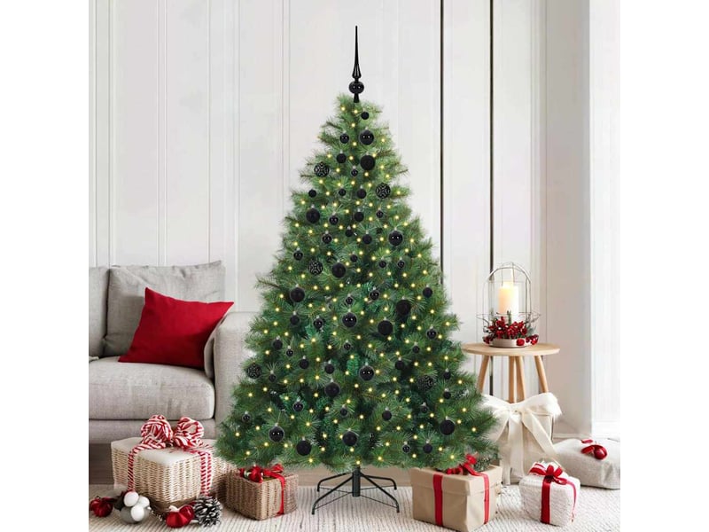  Sapin de noël artificiel, arbre de noël avec 300 led vert 180 cm pe et pvc shl1820  - Conforama B