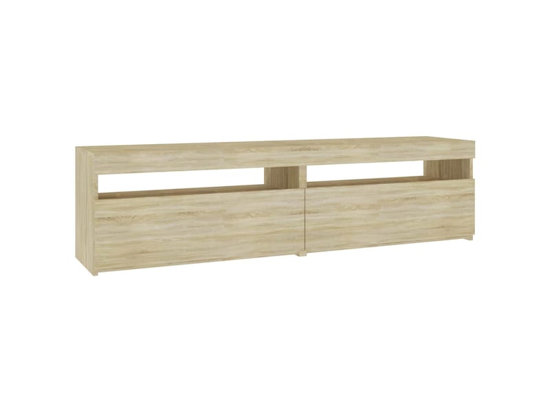 Lot de 2 meuble tv bas salon avec lumières led chêne sonoma 75x35x40 cm - Conforama B