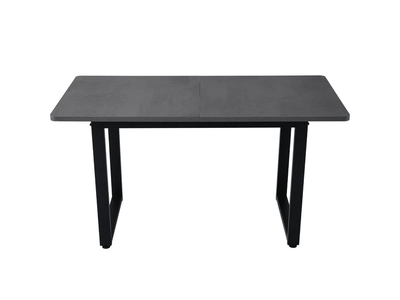  Table salle à manger, design industriel table à manger, plateau aggloméré épais, structure métal grise, surface spacieuse, pieds réglables  - Conforama A
