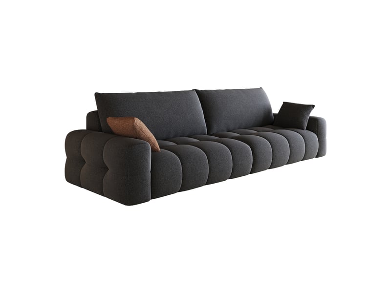  Canapé d’angle modulaire avec méridienne réversible, assise profonde - lpospi - sans montage, tissu - gris foncé  - Conforama A