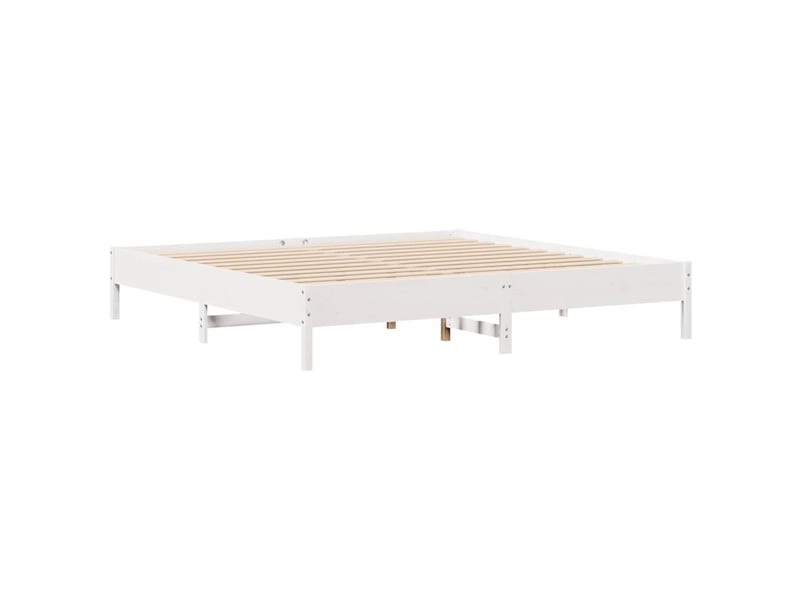  Lit double- lit adulte -  cadre de lit sans matelas blanc 200x200 cm bois massif de pin  - Conforama D