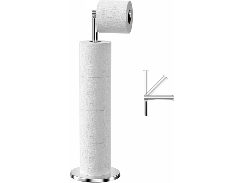  Porte-papier toilette sur pied, distributeur en acier inoxydable avec base robuste, résistant à la rouille (argent)  - Conforama D