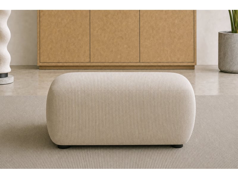  Portofino - pouf en petit velours côtelé beige 105x57x40  - Conforama D
