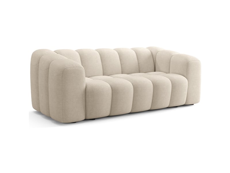 Canapé capitonné convertible 3 places en tissu chenille beige - ouverture express - belleville Belleville - Conforama E