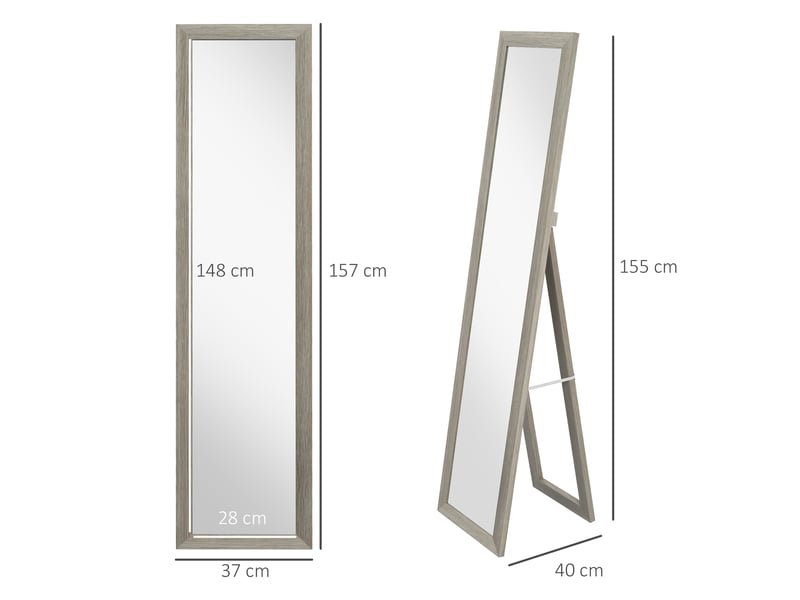 Miroir sur piedmur rectangulaire 37 x 157 cm avec cadre en bois gris  - Conforama E