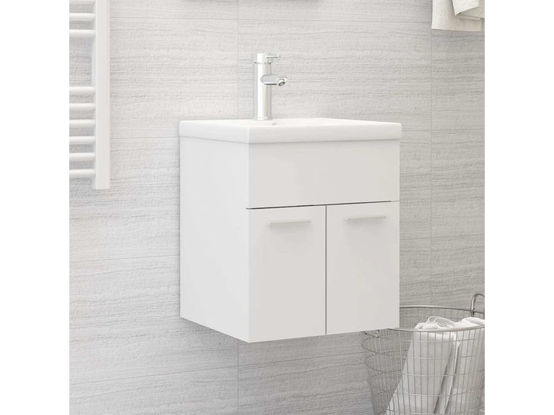 Armoire d'évier avec lavabo intégré, cabinet de salle de bain blanc bois d'ingénierie cf65593 - Conforama B