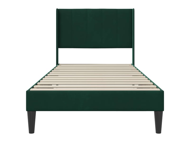  Lit simple- lit adulte -  cadre de lit avec tête de lit vert foncé 80 x 200 cm velours  - Conforama C