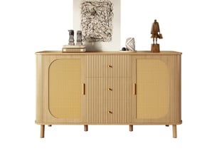 Buffet 2 porte(s) 3 tiroir(s) BGSRYAO - 140 cm coloris jaune