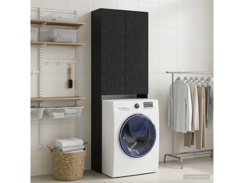  Armoire de toilette, meuble de toilette delft noir 66x25.5x190 cm  - Conforama B
