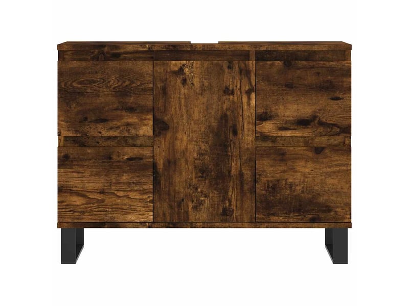  Meuble salle de bain rangement, commode chêne fumé 80x33x60cm bois d'ingénierie shl1668  - Conforama E