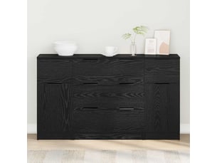 Buffet - bahut - meuble de rangement 3 pc chêne noir 121 x 30 x 70 cm bois d'ingénierie