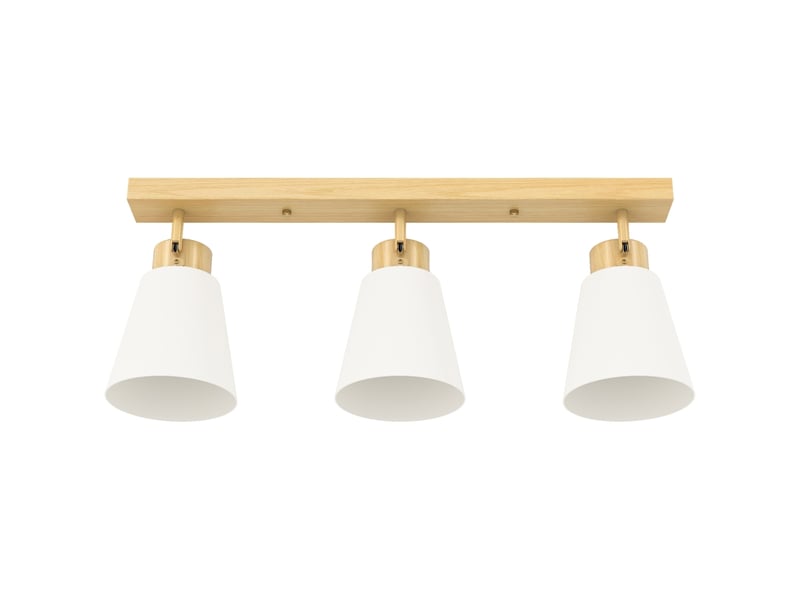  Plafonnier,55x13x20 cm,meulva,3 spots orientables,verre crème,effet bois naturel  - Conforama A