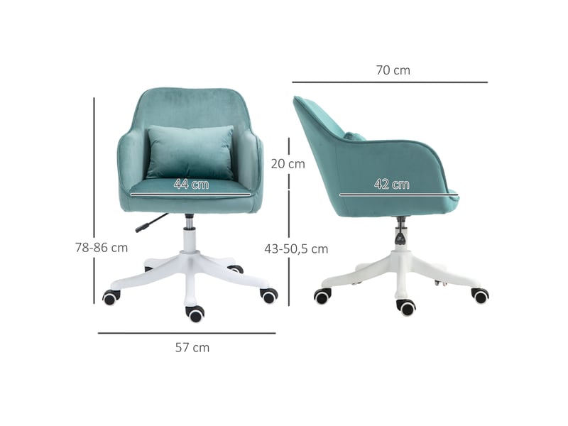  Fauteuil de bureau massant aspect velours avec fonction vibration 55 cm x 65 cm x 86 cm vert  - Conforama D