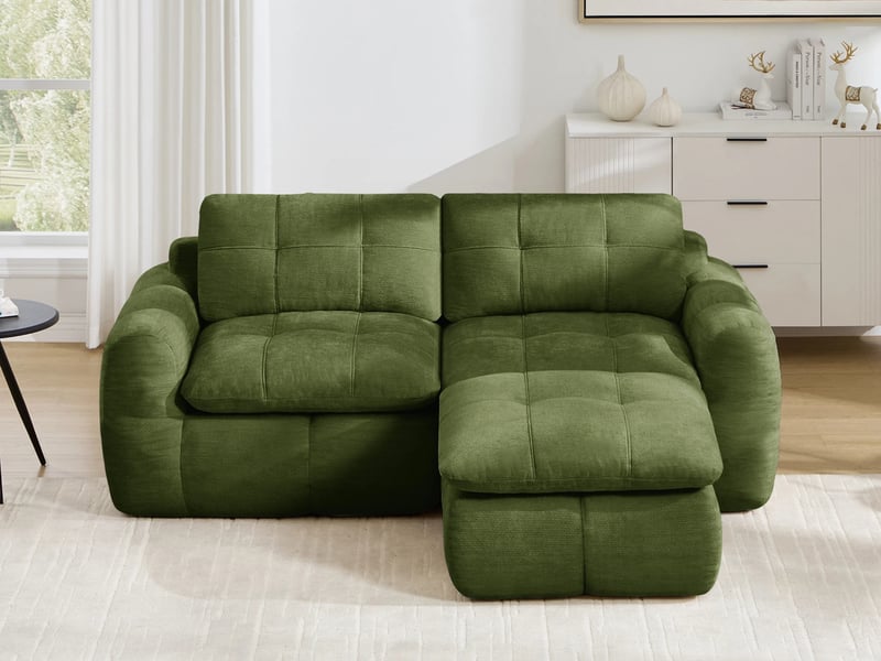Canapé d'angle modulable ,2 places,sans structure rigide,base antidérapante,194x160x68,vert - Conforama B