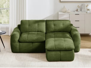 Canapé d'angle compressé droit fixe LEYTN 2 places Tissu vert