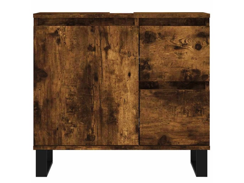  Amoire de salle de bain chêne fumé 65x33x60cm bois d'ingénierie shl6988  - Conforama D
