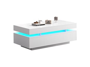 Table basse rectangulaire coloris blanc ULQENI  - 50 cmx100 cm