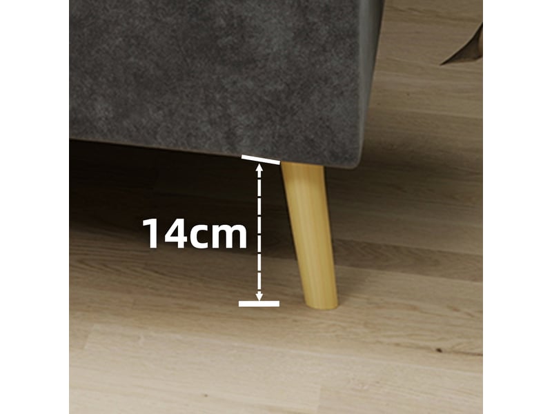  Cadre à lattes adulte 140x200 cm avec sommier, velours, gris, sans matelas ni tête de lit  - Conforama D