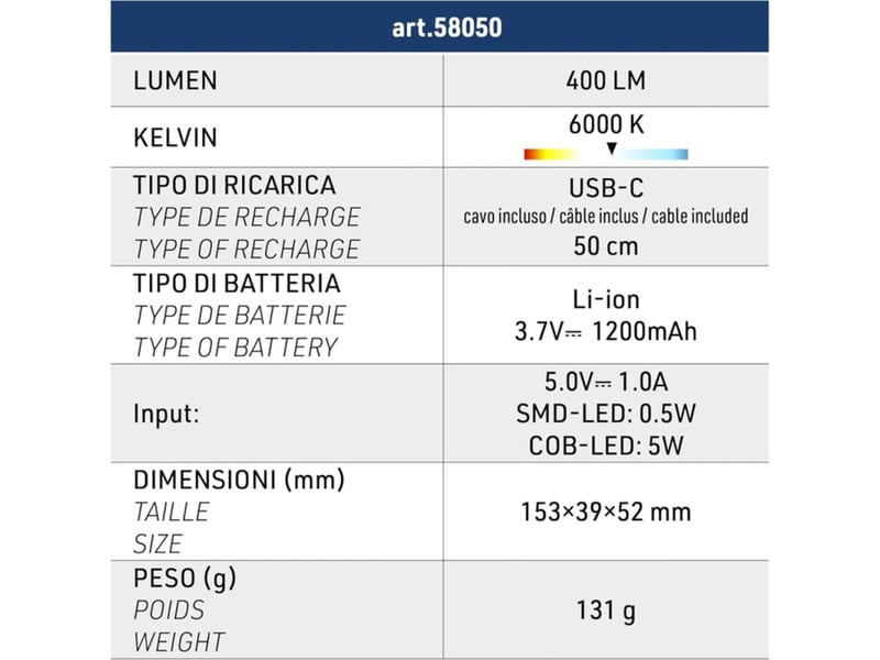  Lampe inspection led portable 400 lm 6500k rechargeable usb-c 1200 mah pliable 180 238073_AACBD81974_6_DROPFR - Conforama E