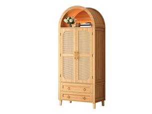 Buffet 2 porte(s)  2 tiroir(s) <strong>HAVRYA</strong> <strong></strong> - 76 cm coloris naturel 
