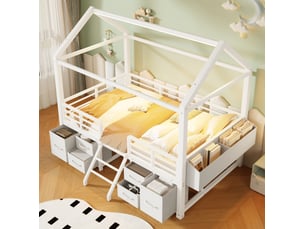 Lit mezzanine 90x200 cm MODENVIE coloris blanc