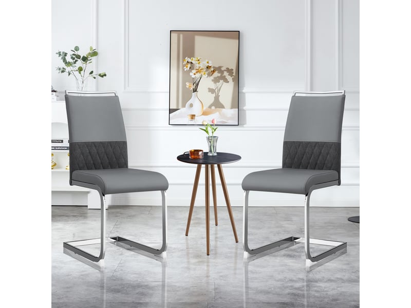 Lot de 6 chaises design dossier haut en simili cuir et lin – salle à manger et bureau  - Conforama B