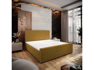 Lit avec rangement 180x200 cm <strong>MASSENO</strong> <strong></strong> coloris jaune