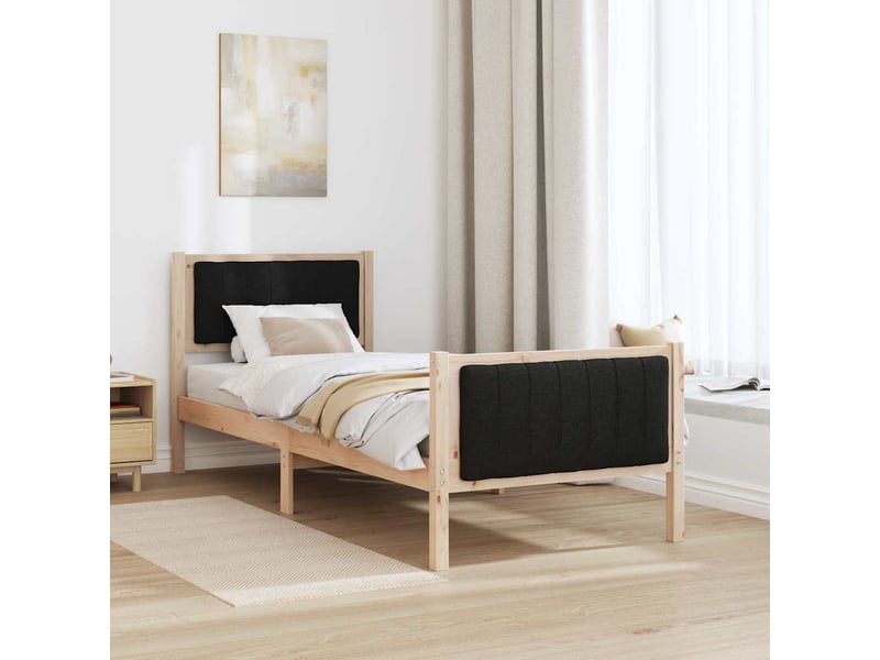  Lit simple- lit adulte -  cadre de lit marron et noir 80 x 200 cm bois massif en pin  - Conforama C