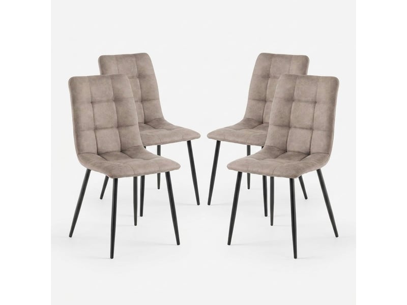  Lot de 4 chaises modernes rembourrées en similicuir lea - marron  - Conforama A