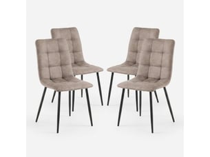 Lot de 4 chaises modernes rembourrées en similicuir lea - marron