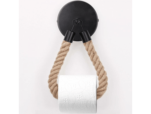 Porte-papier toilette avec ficelle, porte-papier de salle de bain, porte-rouleau de serviettes hygiéniques (noir)